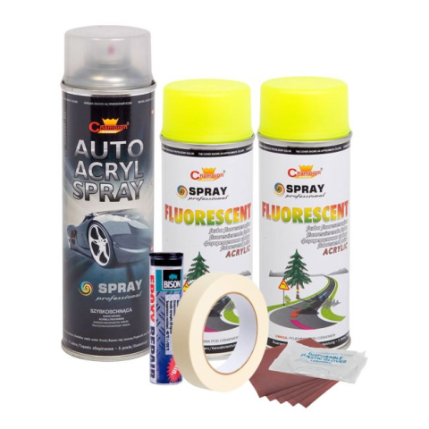 Vopsele Auto - Kit complet reparatie si vopsire jante culoare Galben Fluorescent, V2