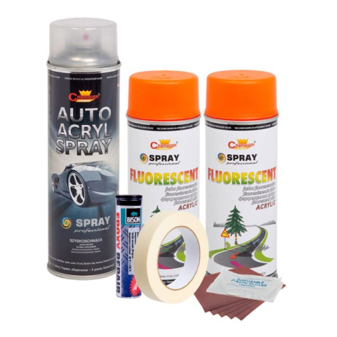 Vopsele Auto - Kit complet reparatie si vopsire jante culoare Orange Fluorescent, V2