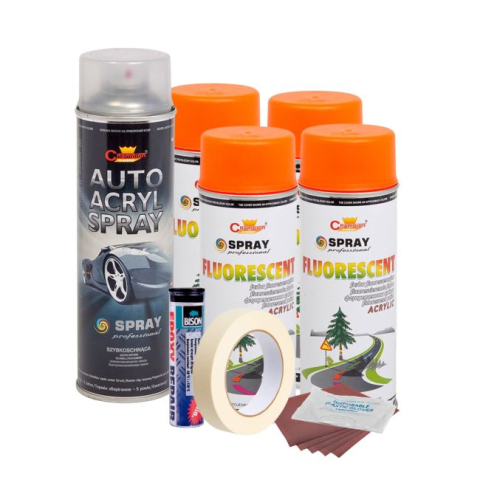 Vopsele Auto - Kit complet reparatie si vopsire jante culoare Orange Fluorescent, V4