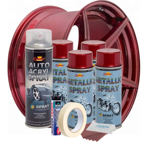 Kit complet reparatie si vopsire jante culoare Rosu Burgundy Metalizat, V4 [1]