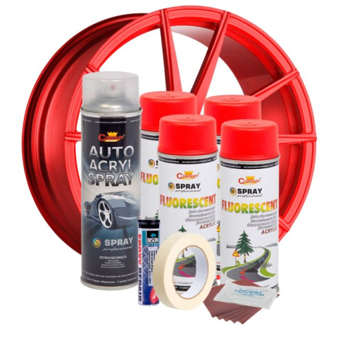 Kit complet reparatie si vopsire jante culoare Rosu Fluorescent, V4 [1]
