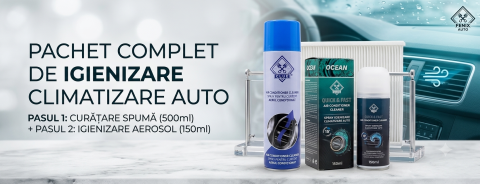 Pachet Complet Curățare și Igienizare Aer Condiționat Auto CLUE: Spumă Activă (500ml) + Spray Auto-Descărcare Ocean (150ml) [0]