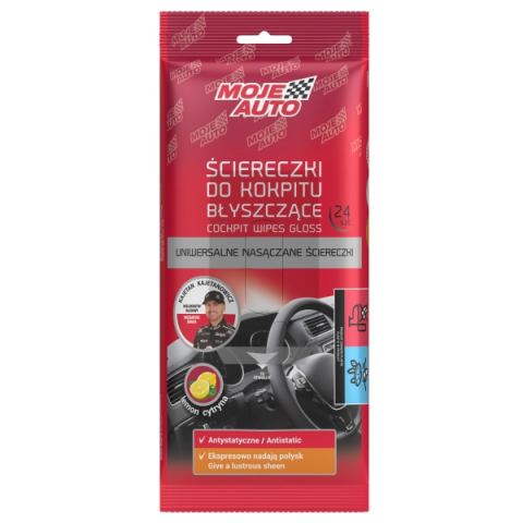 Detailing Auto - Servetele umede bord lucios Moje Auto - parfum lamaie, 10 buc