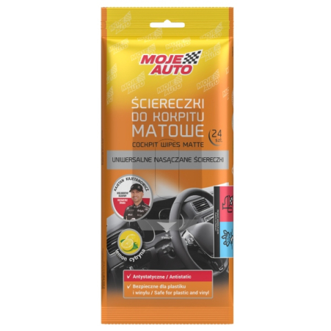 Detailing Auto - Servetele umede bord mat Moje Auto - parfum lamaie, 10 buc