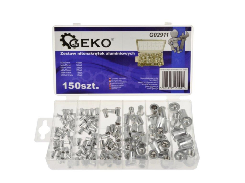 Scule si Echipamente - SET 150 PIULIȚE NITUIBILE DIN ALUMINIU GEKO, M3 - M10