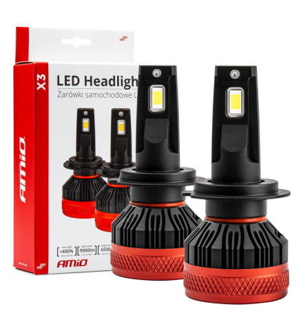 Becuri Auto - SET 2 BECURI LED AUTO H7 AMIO X3 SERIES, 90W, 12V/24V, CANBUS, 6500K