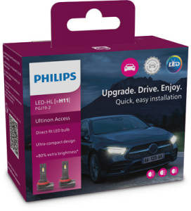 LED-uri AUTO - Set 2 Becuri LED H11 Philips Ultinon Access, 12V, 20W, 6000K, Instalare Directă Plug & Play
