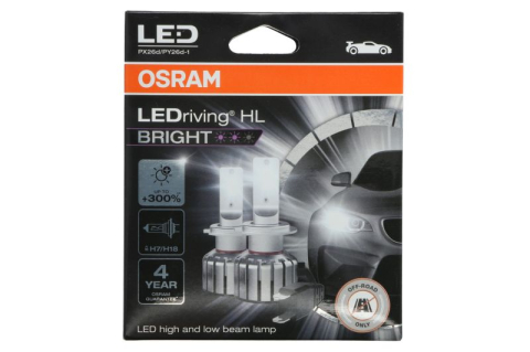 LED-uri AUTO - Set 2 Becuri LED H7 OSRAM LEDriving BRIGHT, +300% Luminozitate, 6000K, 12V, Cod 64210DWBRT