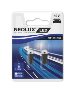 LED-uri AUTO - Set 2 Becuri LED W5W (T10) Neolux, 12V, 0.5W, 6000K, Lumină Alb Rece
