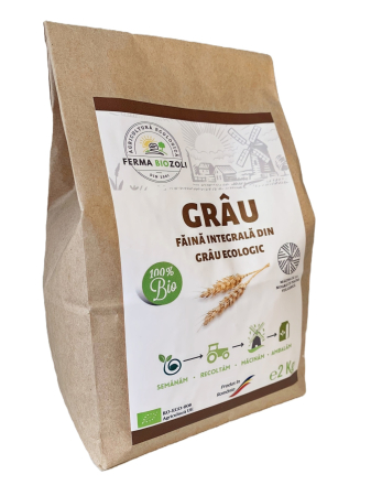 Făină Grâu - Faina integrala de grau, BIO, 2 kg