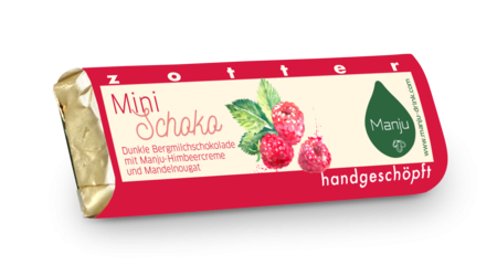 Produse Multikraft - Mini baton de ciocolata Manju Zotter, migdale si zmeura, 20gr