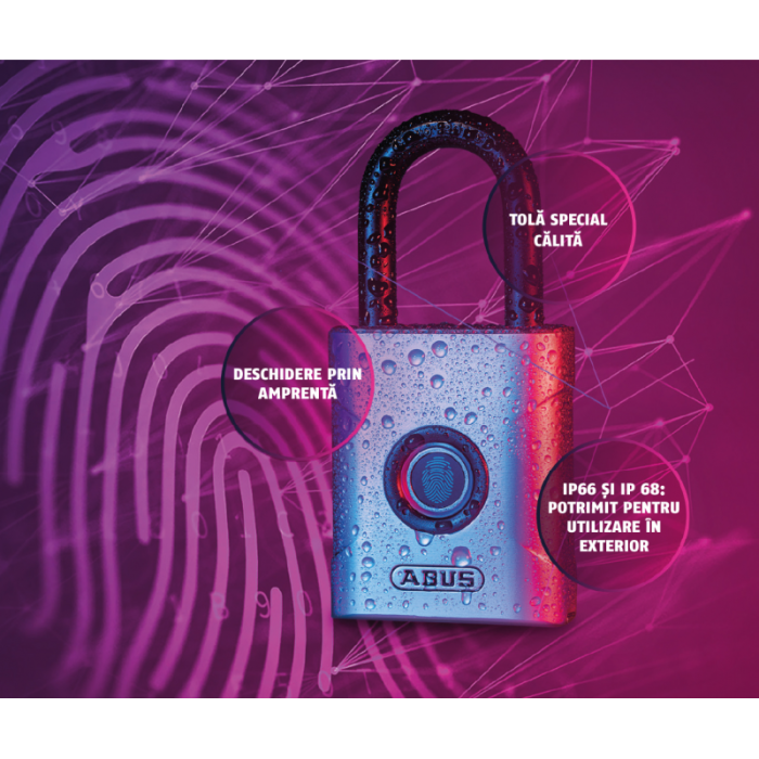 Lacat cu senzor de amprenta Abus Touch, 20 de amprente stocabile [6]