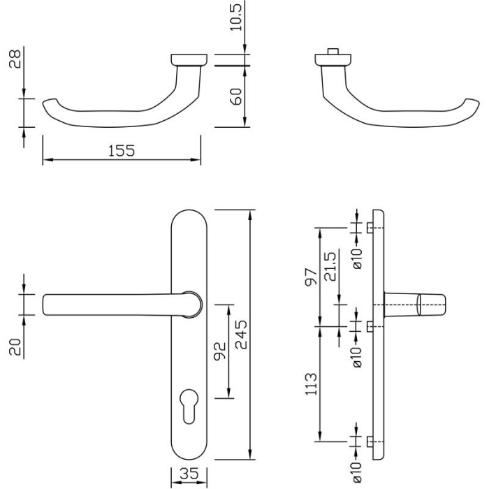 Mâner Usă GreenteQ DG58 [2]
