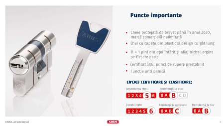UȘĂ - Butuc Abus P12R PS 12 pini activi pe doua randuri, 5 chei