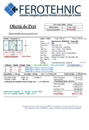 Tâmplărie Gata de Livrare - Fereastră PVC 3 Ochiuri 2045 x 1145 mm, Deceuninck Zendow Alb