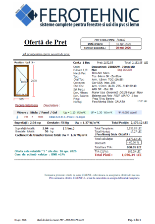 Tâmplărie Gata de Livrare - Ușă PVC Deceuninck Zendow 985x2070 mm, Nuc, Deschidere Dreapta – Nouă (Lichidare Stoc Vechi)