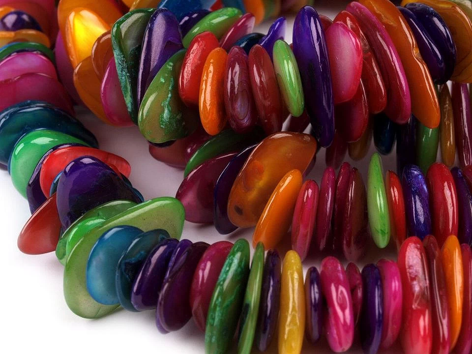 Margele chipsuri sidef colorat, șirag 80-85 cm [2]