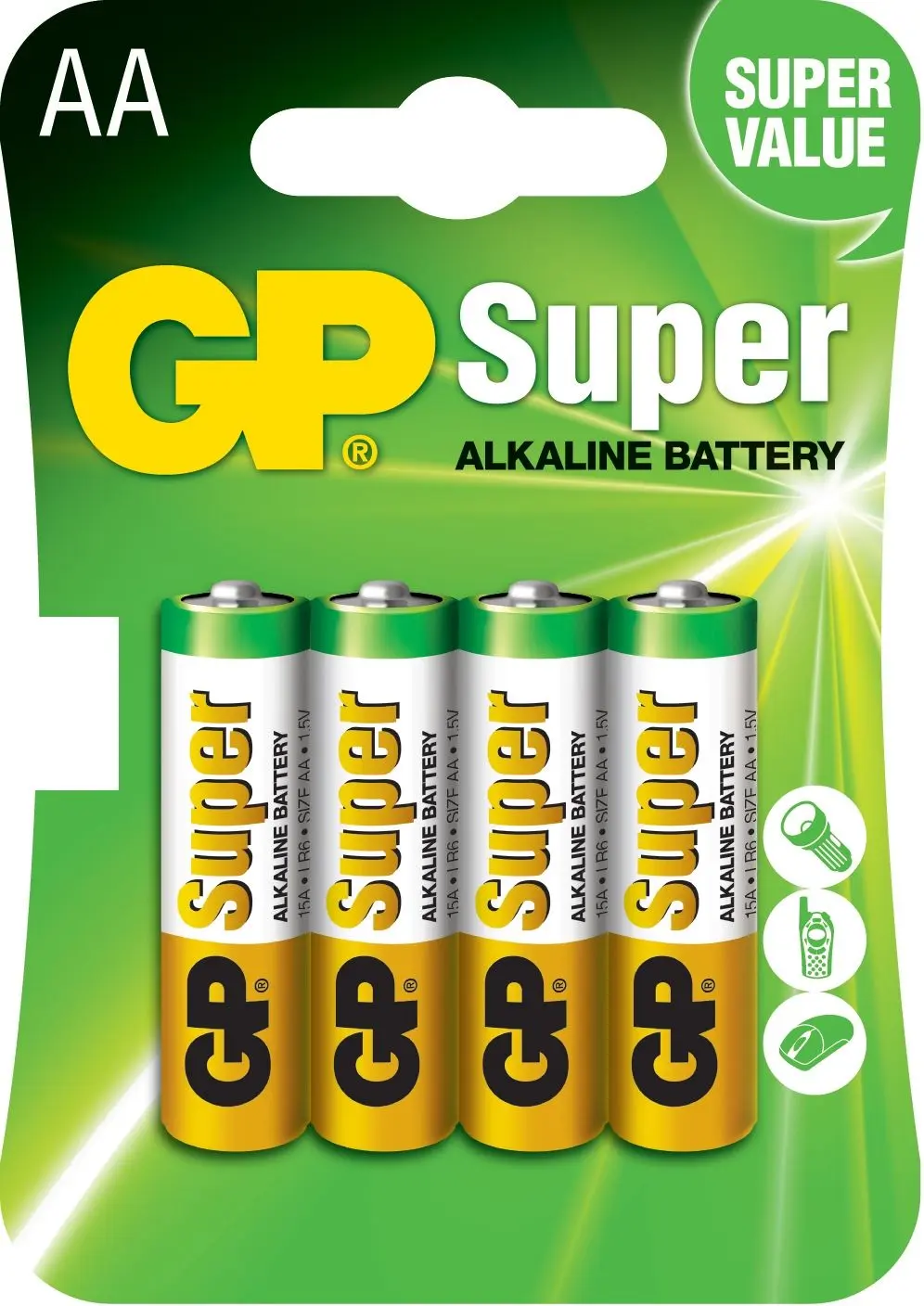 Papetarie - BATERIE 1.5V ALCALINE LR6 AA -GP, set 4 buc