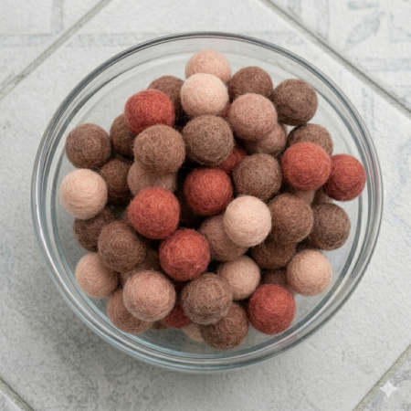 Diverse lana - Bile din lana 18 mm - asortate, 25 buc