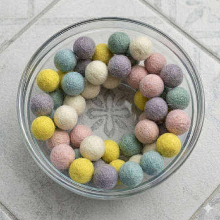 Diverse lana - Bile din lana 18 mm - asortate, 25 buc