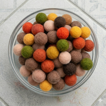 Diverse lana - Bile din lana 18 mm - asortate, 25 buc