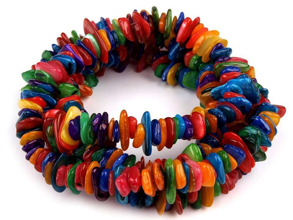 Margele - Margele chipsuri sidef colorat, șirag 80-85 cm