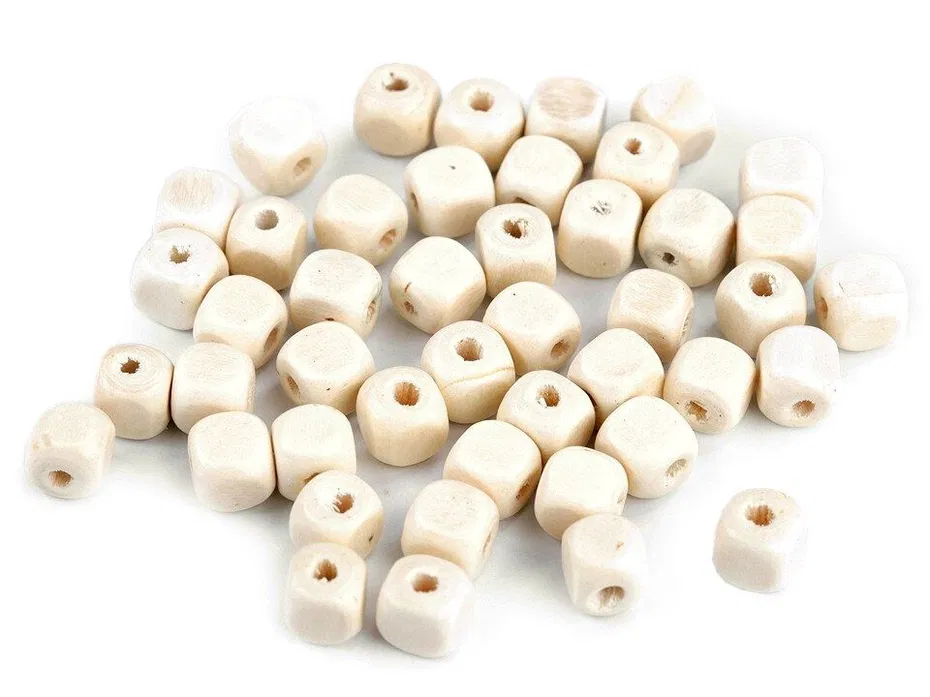 Margele - Margele lemn cubice colorate, 8x8 mm