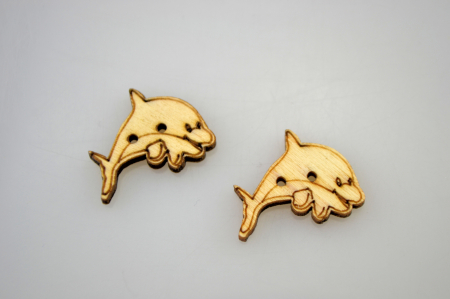 Nasturi - Nasturi din lemn- delfin 2 cm, 10 buc/set