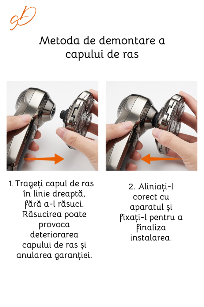 Aparat de ras electric Profesional, Set Multifunctional, Accesorii 6 in 1, 9 lame rotative, Cap detasabil magnetic, Impermeabil IPX6, Barbierit uscat si umed, Afisaj LED, Accesorii pentru Barba, Cap s [12]