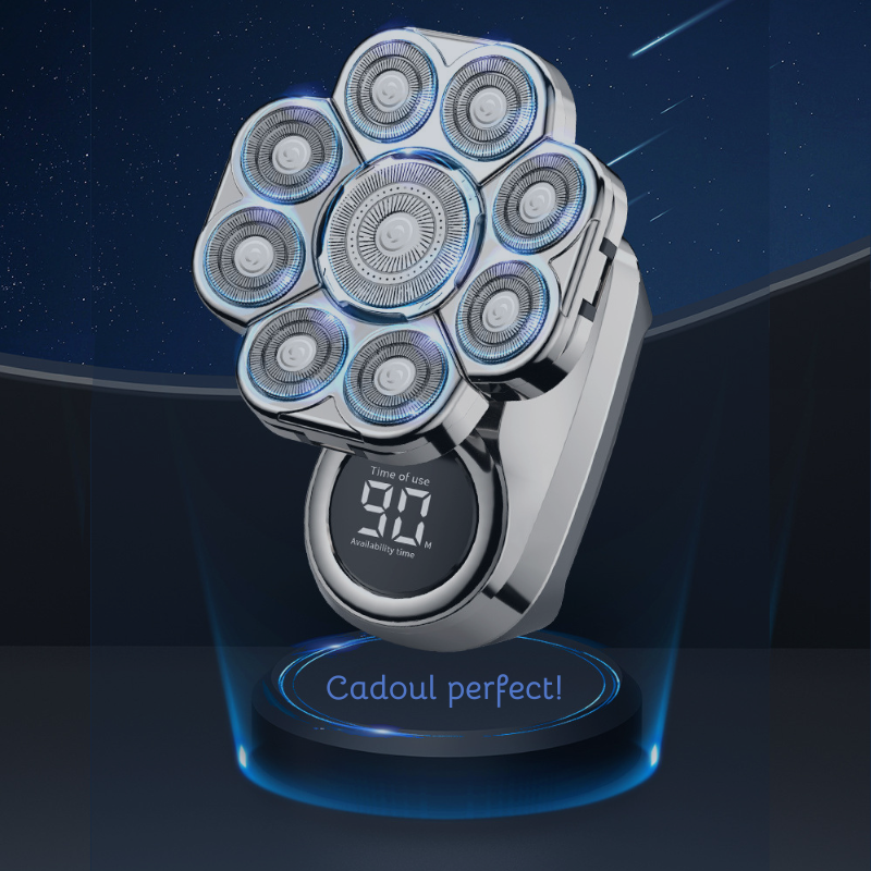 Aparat de ras electric, Set Multifunctional 6 in 1, 9 lame rotative, Cap detasabil magnetic, Impermeabil IPX6, Barbierit uscat si umed, Afisaj LED, Incarcare USB, Pentru fata, Cap si Nas, FilSAB [10]