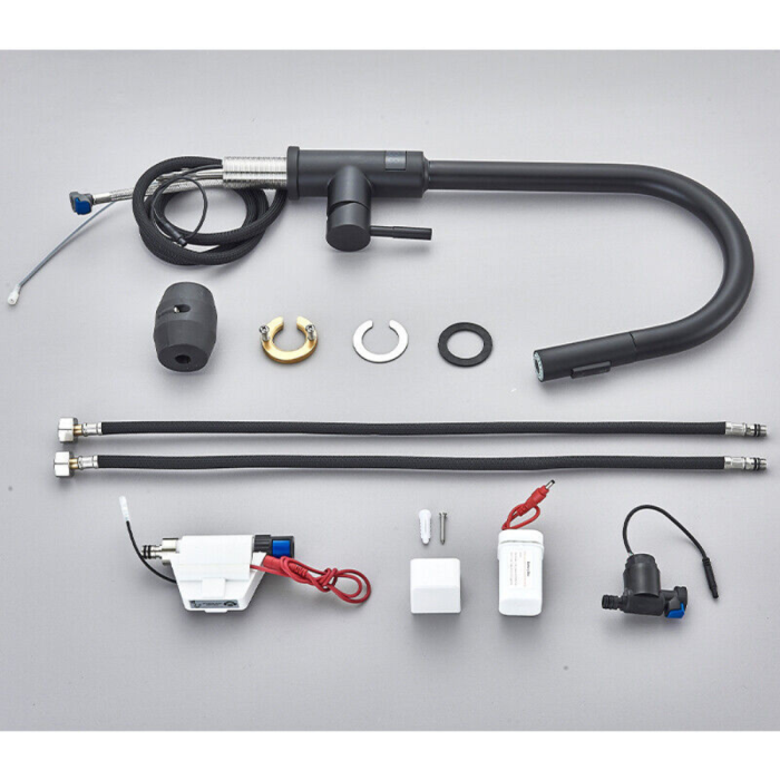 Baterie bucatarie, profesionala, afisaj digital LED temperatura, TOUCH, senzor de pornire la atingere, rotire 360°, dus extractibil si pipa pivotanta, 2 functii de curgere a apei, silentios, smart tou [6]