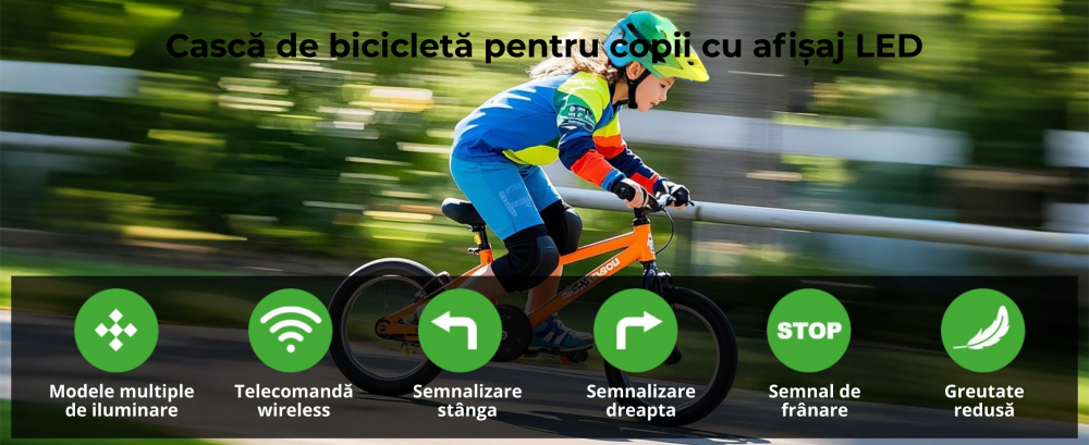 Casca de protectie bicicleta, cu afisaj LED si semnale de directie, pentru copii (baieti si fete), cu telecomanda wireless, captuseala EPS, Viziera de soare detasabila, Dimensiune reglabila [12]