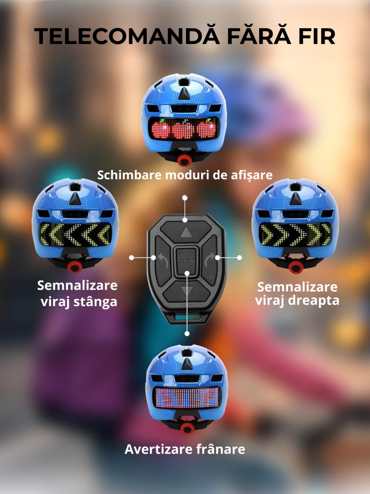 Casca de protectie bicicleta, cu afisaj LED si semnale de directie, pentru copii (baieti si fete), cu telecomanda wireless, captuseala EPS, Viziera de soare detasabila, Dimensiune reglabila [5]