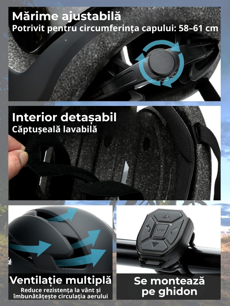 Casca de protectie bicicleta, inteligenta, programabila prin aplicatie cu afisaj LED si semnale de directie, pentru adulti si adolescenti, cu telecomanda wireless, captuseala EPS, dimensiune reglabila [2]