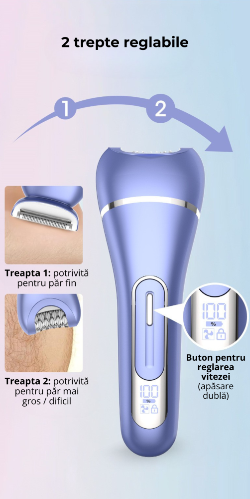 Epilator electric 7 in 1 pentru femei, aparat de ras electric dama, rasier electric feminin, trimmer intim bikini femei, epilator zona intima, axile si picioare, aparat epilat electric, rezistent la a [11]
