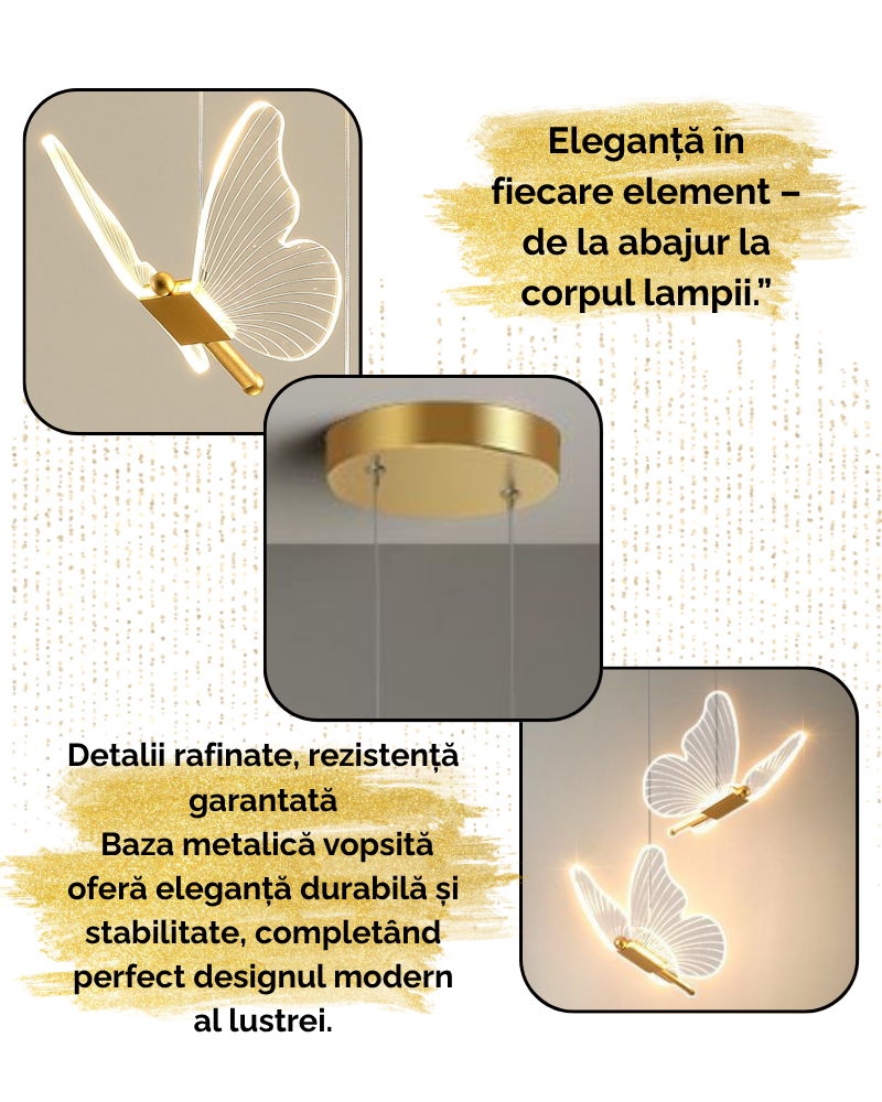 Lustra LED, Suspendata, Pendul, 2 Surse de Lumina, Design in forma de Fluture, Dimabila, 3 Tipuri de Lumina, Calda, Neutra si Rece, Potrivit pentru Dormitor, Bucatarie, Hol, Living, Camera Copii, Rest [8]