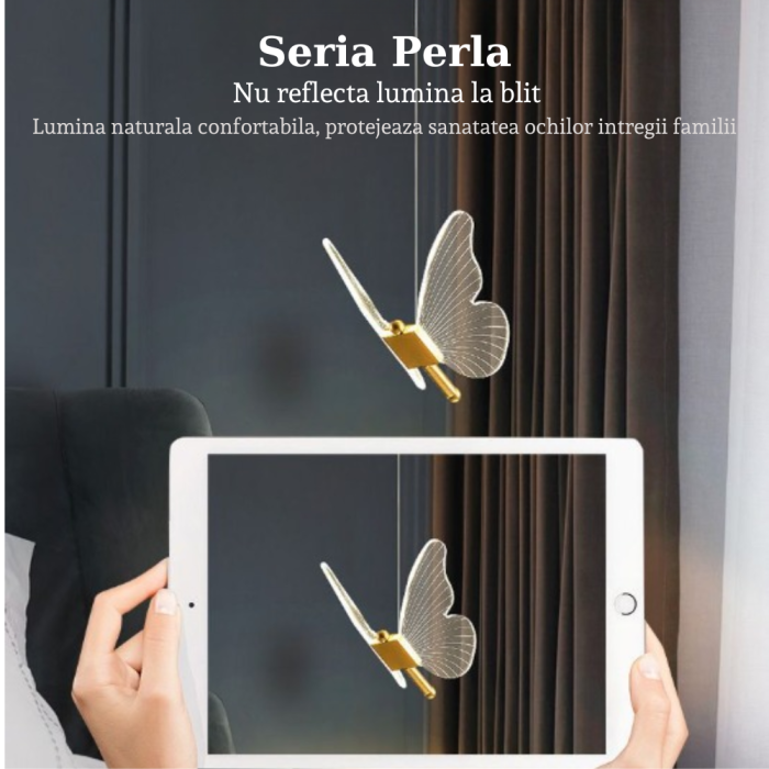 Lustra LED, Suspendata, Pendul, 2 Surse de Lumina, Design in forma de Fluture, Dimabila, 3 Tipuri de Lumina, Calda, Neutra si Rece, Potrivit pentru Dormitor, Bucatarie, Hol, Living, Camera Copii, Rest [5]