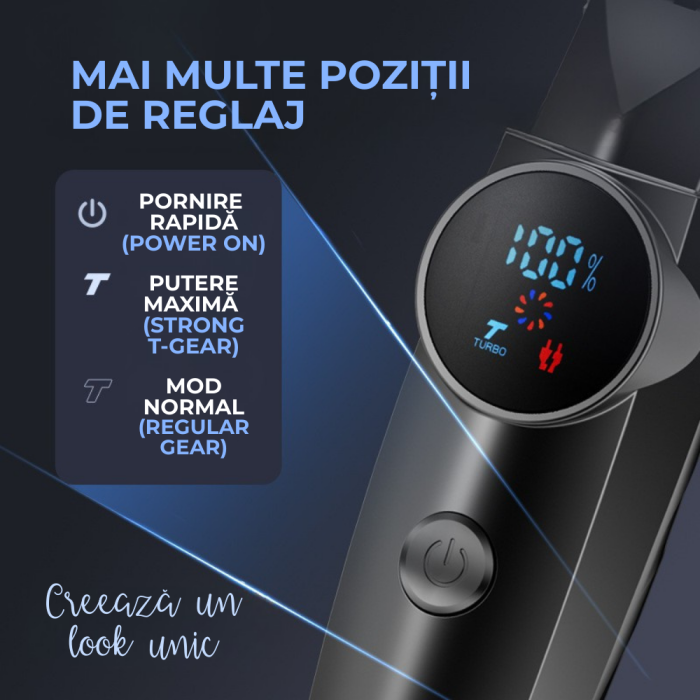 Masina de tuns Electrica Profesionala, Afisaj Digital, Lame Titan inox, 1500 mAh, Motor 7200 RPM, Lavabila, Negru, FILSAB [3]