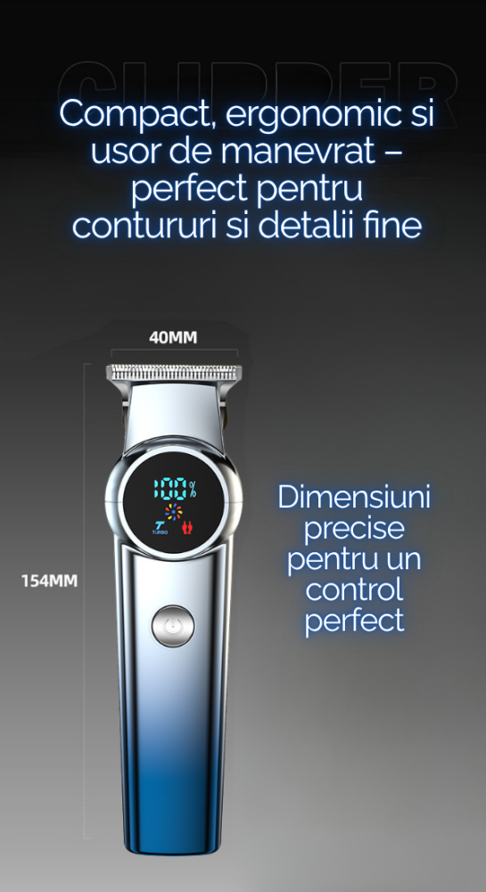 Masina de tuns electrica profesionala cu afisaj digital, aparat de ras si tuns, motor brushless puternic, lame din aliaj de titan, ideala pentru frizerii si uz casnic, 6 Piepteni Ajustabili, Display L [5]