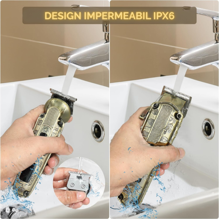 Masina de Tuns Profesionala, Trimmer cu lama in T, pentru Barba, Corp, Nas, Urechii, Fara Fir cu Lame din Otel Inoxidabil, 12 Piepteni Ajustabili, Autonomie 180 min, Motor Silentios si Puternic (7000  [5]