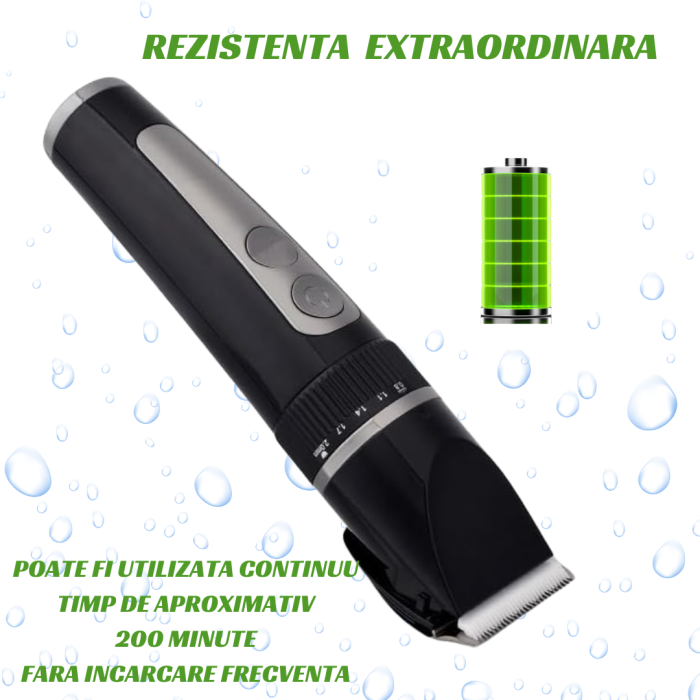 Masina de Tuns si Aparat de Ras si Barbierit Parul si Barba, Profesionala, Electric, Lame din Ceramica, Afisaj LED, 3 Viteze, Turbo, 5 Nivele de Reglare Fina a Lungimii 0,8-2,0mm, Rezistenta la Apa IP [2]