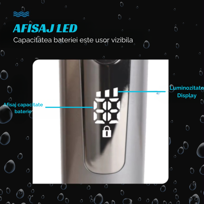 Masina de Tuns si Aparat de Ras si Barbierit Parul si Barba, Profesionala, Electric, Lame din Ceramica, Afisaj LED, 3 Viteze, Turbo, 5 Nivele de Reglare Fina a Lungimii 0,8-2,0mm, Rezistenta la Apa IP [7]