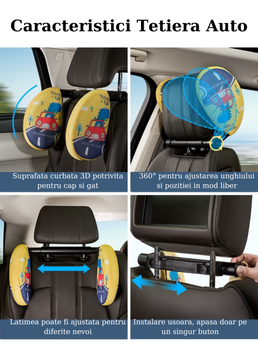 Suport Ergonomic tip Tetiera cu Perna Pentru Sustinerea Gatului Copii si Adulti, Protecite pentru Gat, Cap si Coloana Cervicala, cu Spuma de Memorie, Reglabil pe Ambele Parti, Roz, FilSAB [5]