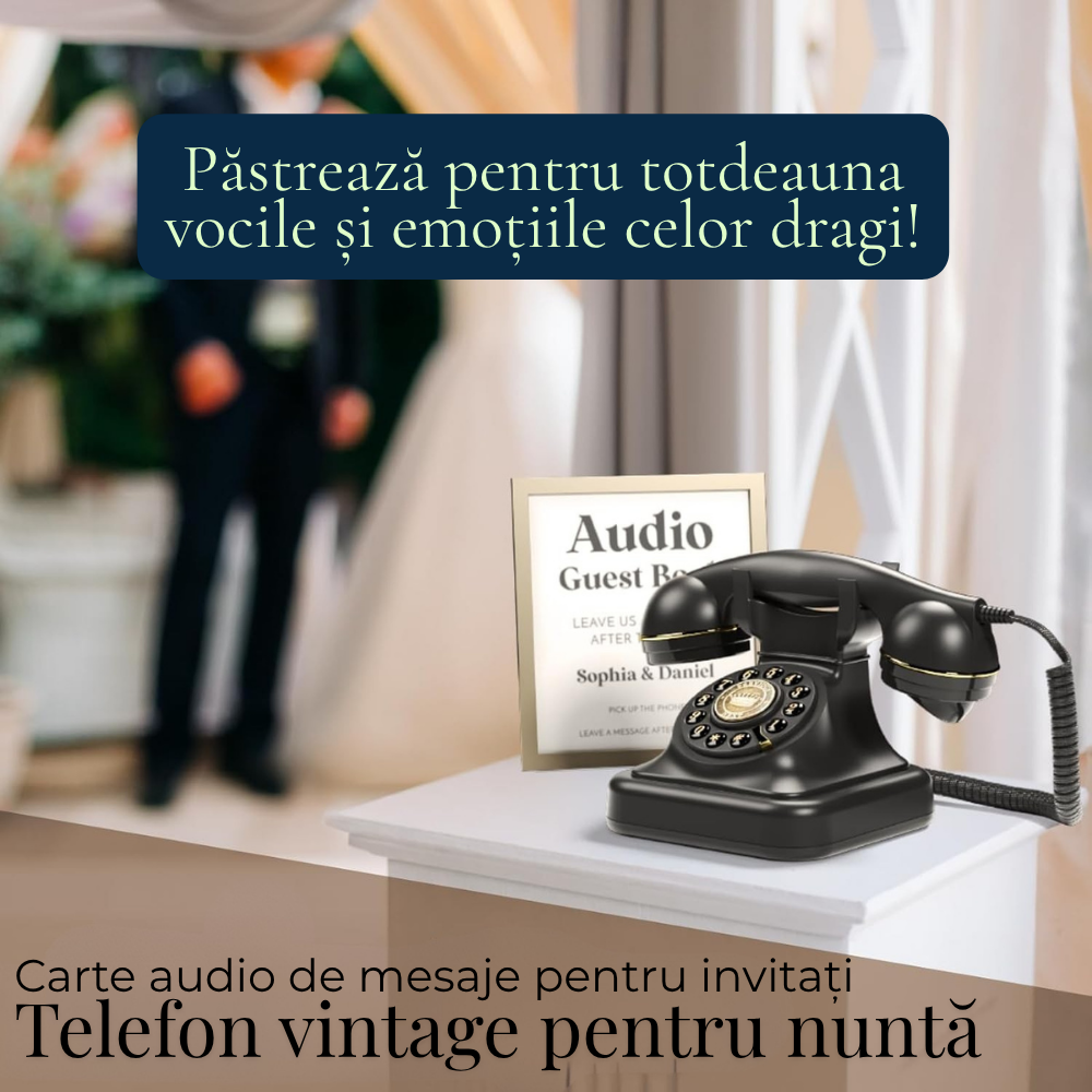 Telefon Audio Guestbook Retro – Inregistrare Mesaje Personalizate pentru Nunta, Petreceri sau Aniversari, Negru, FilSAB [3]