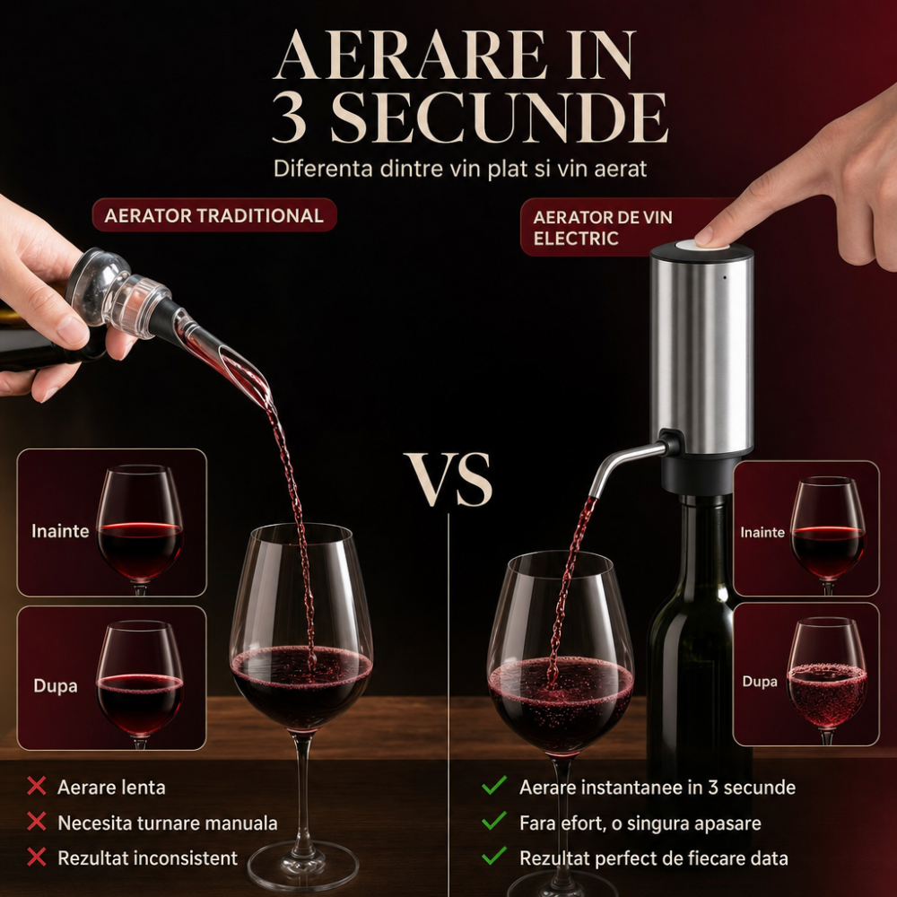 Tirbuson electric automat, reincarcabil, Set 4 in 1, aerator si dozator de vin electric, accesoriu taiat sigiliu sticla, dop sticla vin cu pompa vid pentru a scoate aerul, functie inainte-inapoi, One- [4]
