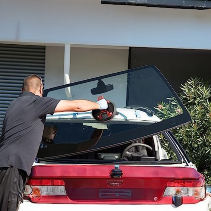 Ventuza Electrica Profesionala, Reincarcabila, Baterie 2400mAh, Afisaj digital, Vacum cu afisaj LED, pentru ridicat materiale grele, sticla, usi, geamuri, placi ceramice, marmura, gresie, Rosu/Negru,  [8]