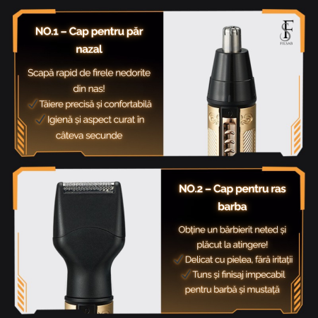 Aparat de ras electric multifunctional 4 in 1, trimmer pentru fata, sprancene, cap si nas, incarcare USB rapida, lame detasabile, portabil si ergonomic, potrivit pentru femei si barbati, ideal pentru  [3]
