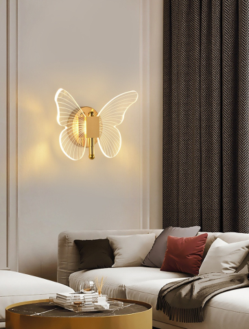Lustre si pendule - Aplica de Perete, LED, Design in forma de Fluture, Dimabila, 3 Tipuri de Lumina, Calda, Neutra si Rece, Ambientala, Potrivita pentru Perete sau Tavan in Dormitor, Bucatarie, Hol, Living, Camera Copii,