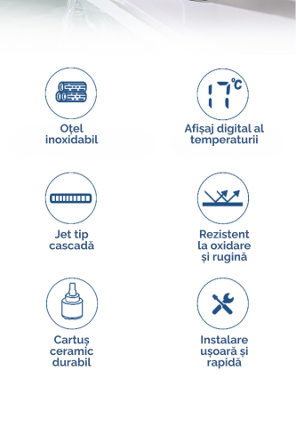 Baterie Lavoar, Chiuveta, Baie, Afisaj Digital LED Temperatura, Jet de apa tip Cascada, Rotire 360°, Montare pe Chiuveta, Monocomanda, Silentios, Smart, Modern, Ultima Generatie, Rezistent la rugina s [4]