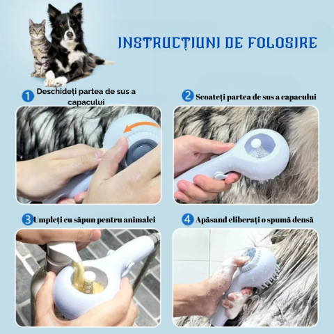 Cap de dus cu dispenser de sapun pentru Animale, Caini, Pisici, Functie Inchis/Deschis, Pentru Exterior sau Interior, Accesorii incluse, Masaj, Albastru, Ergonomic, FilSAB [5]
